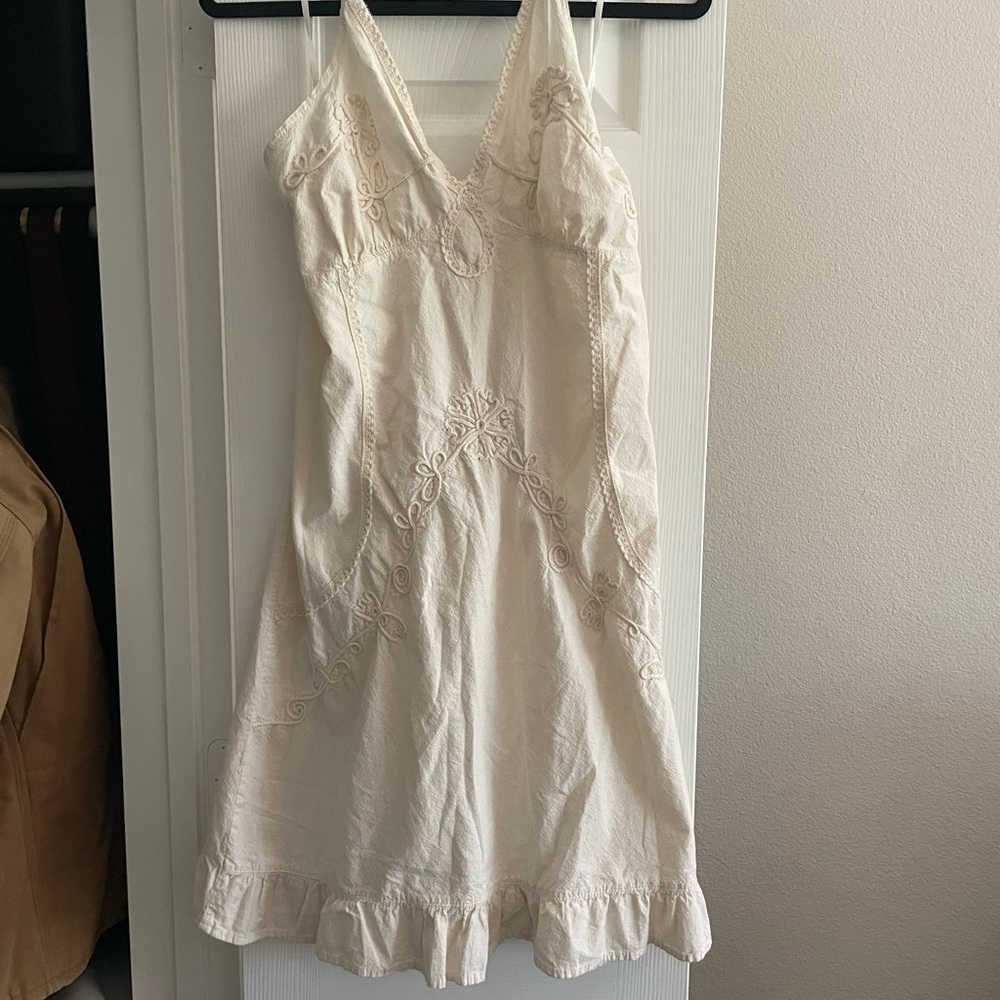 Vintage Boho Gypsy Cotton Halter Dress